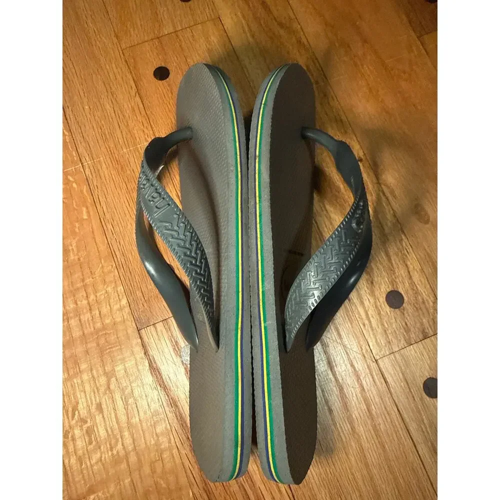 Havaianas Brazil Flip Flops Gray Rubber Thong Sandals Size 38 US W8 M6